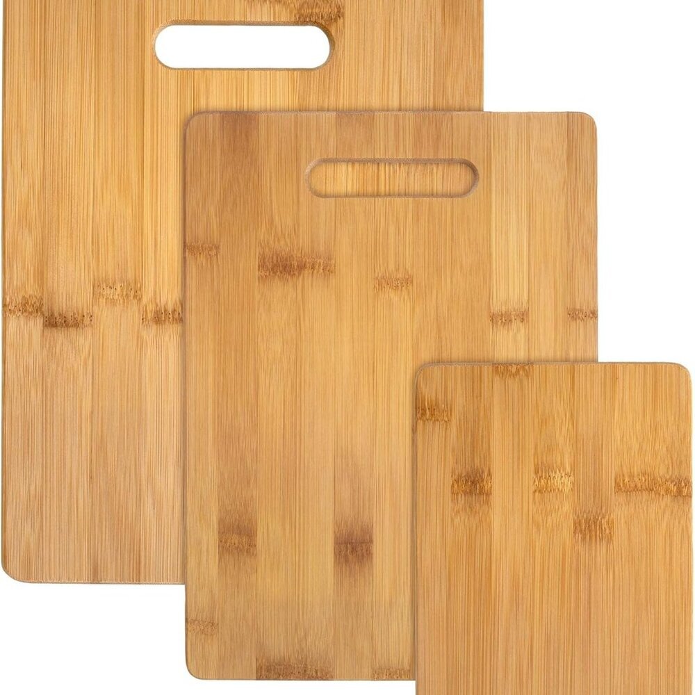 3-Piece Bamboo Cutting Board Set – Reversible Kitchen Boards for Chopping, Chees